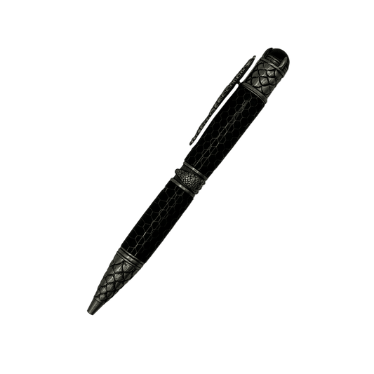 Ballpoint Pen in Black Honeycomb Resin with Pewter Dragon - YoggieBear